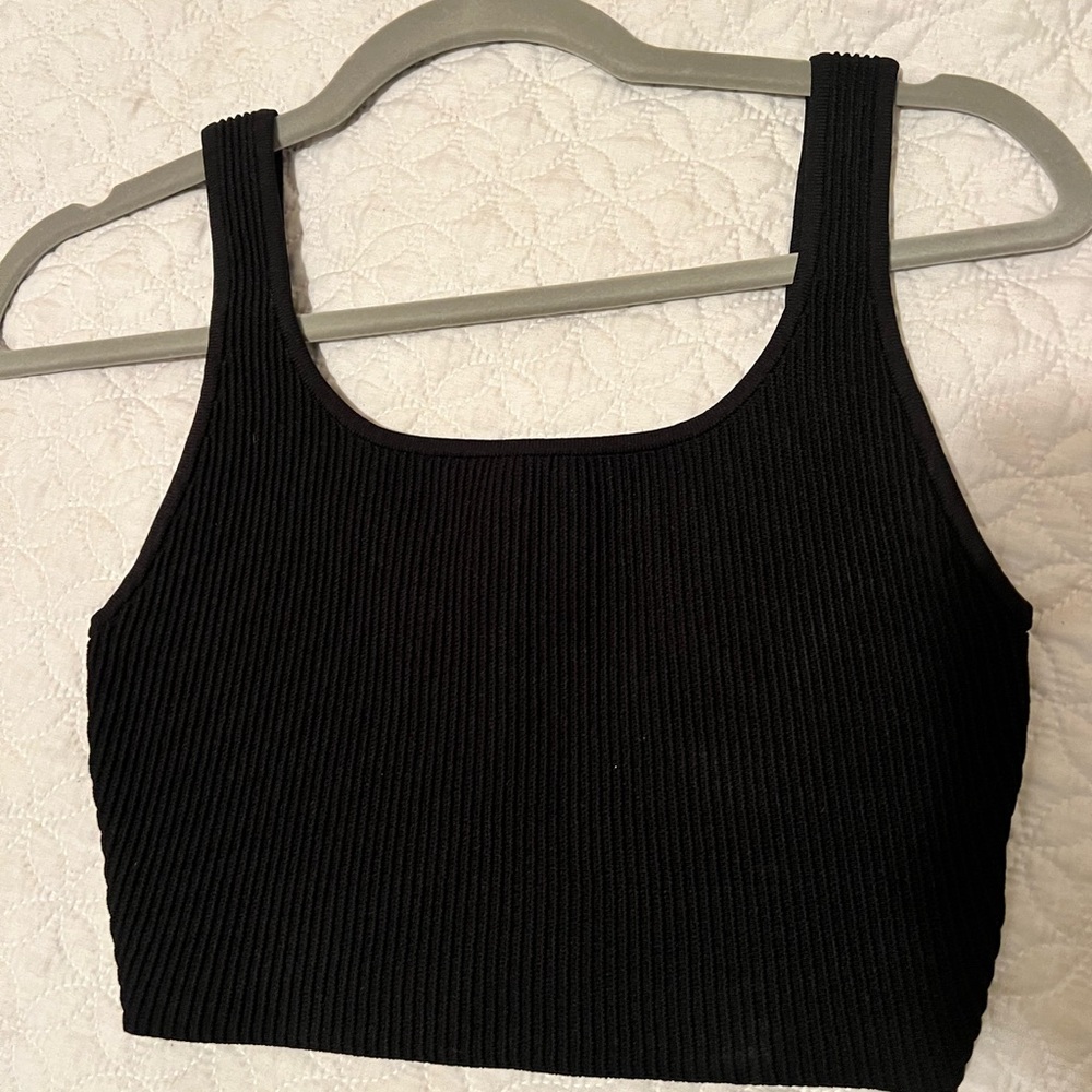 Aritzia Babaton Black Ribbed Women's Top